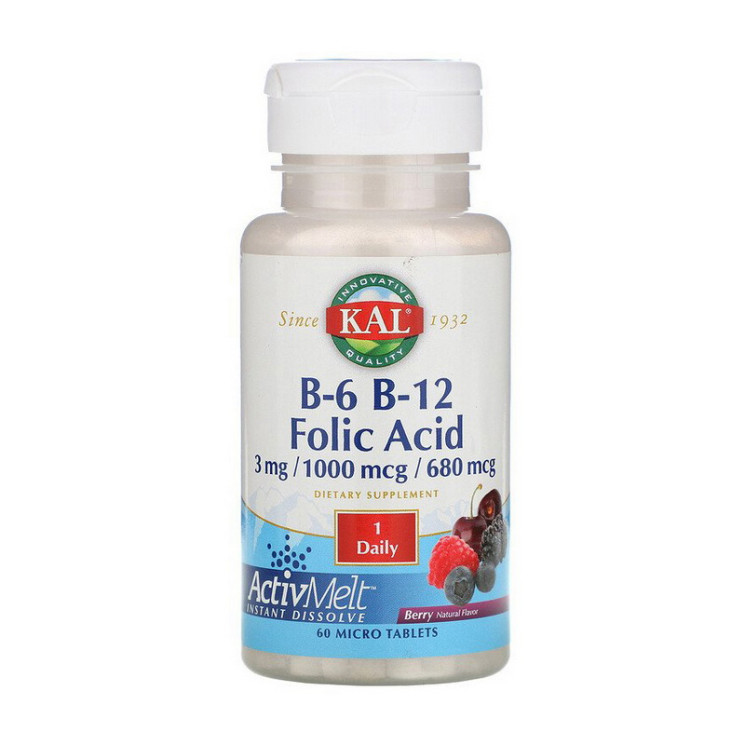KAL B6 3mg B12 1000mcg Folic Acid 680mcg