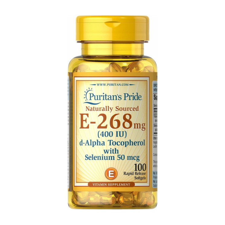 Puritan's Pride Vitamin E-268mg natural (400 IU) alpha tocopheryl with selenium 50mcg