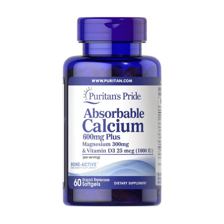 Puritan's Pride Absorbable Calcium 600mg Plus Magnesium 300mg & Vitamin D3 25mcg