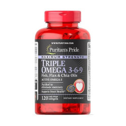 Maximum Strength Triple Omega 3-6-9 Fish, Flax & Chia Oils 120 softgels