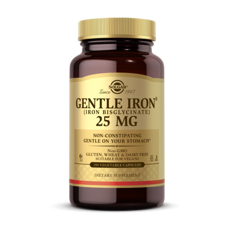 Solgar Gentle Iron 25mg (iron bisglycinate) 180 veg caps