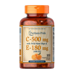 Puritan's Pride Vitamin C-500mg with Rose Hips & E-180mg